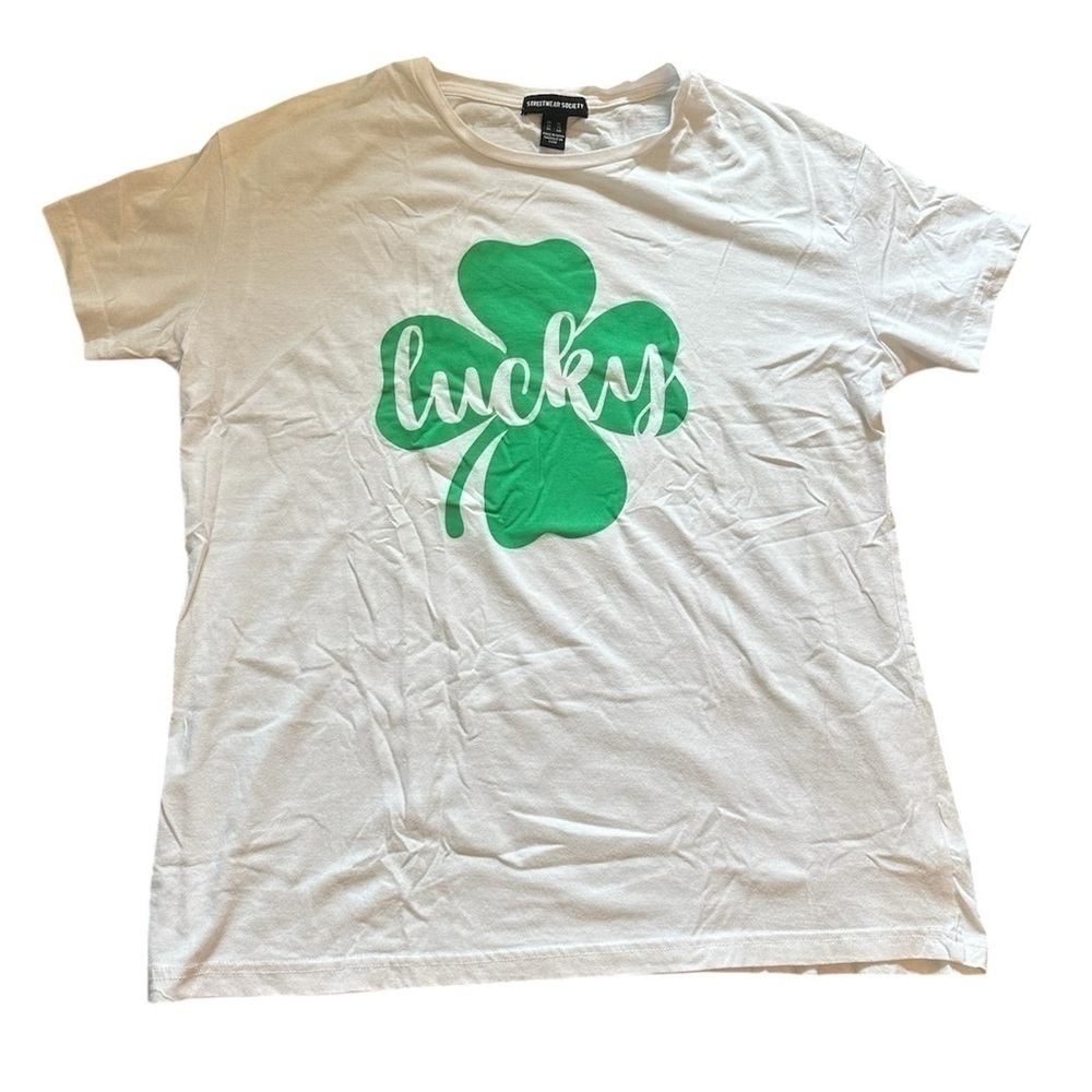 Streetwear Society Lucky Clover White T-Shirt Size XL